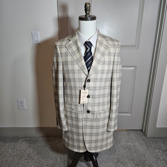NWT Murano Medium‎ Slim Fit Ancient Renaissance Collection Suit Blazer Men Plaid - Picture 1 of 16
